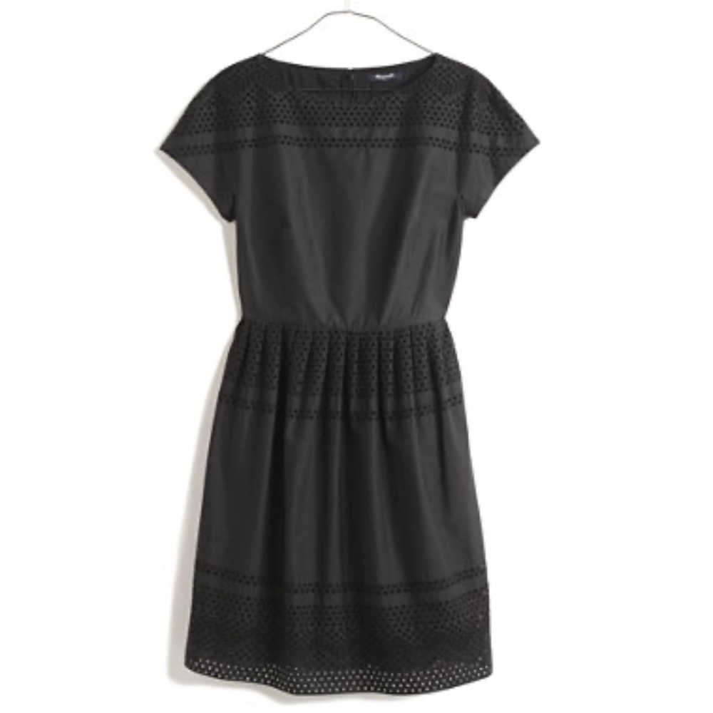 Madewell Latticework Black Eyelet Broderie Dress, sz 4
